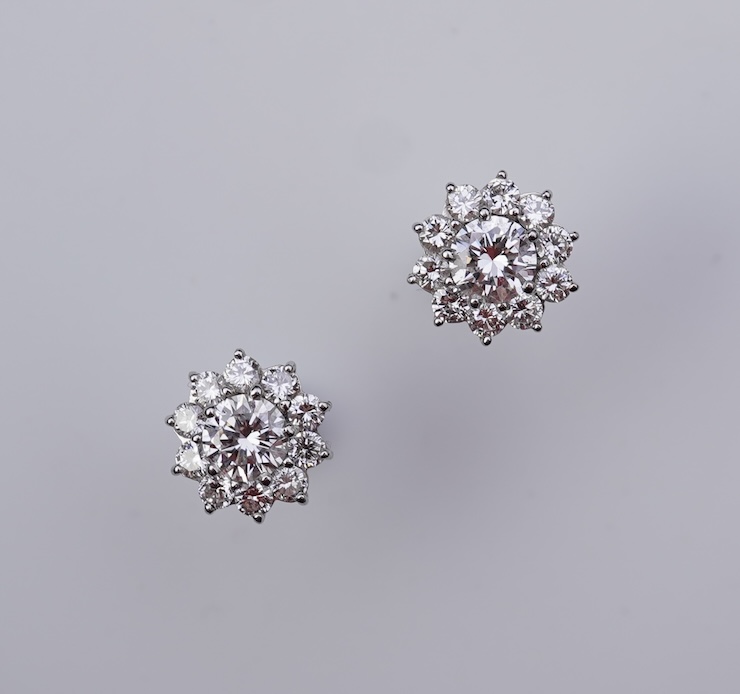 A pair of diamond earrings